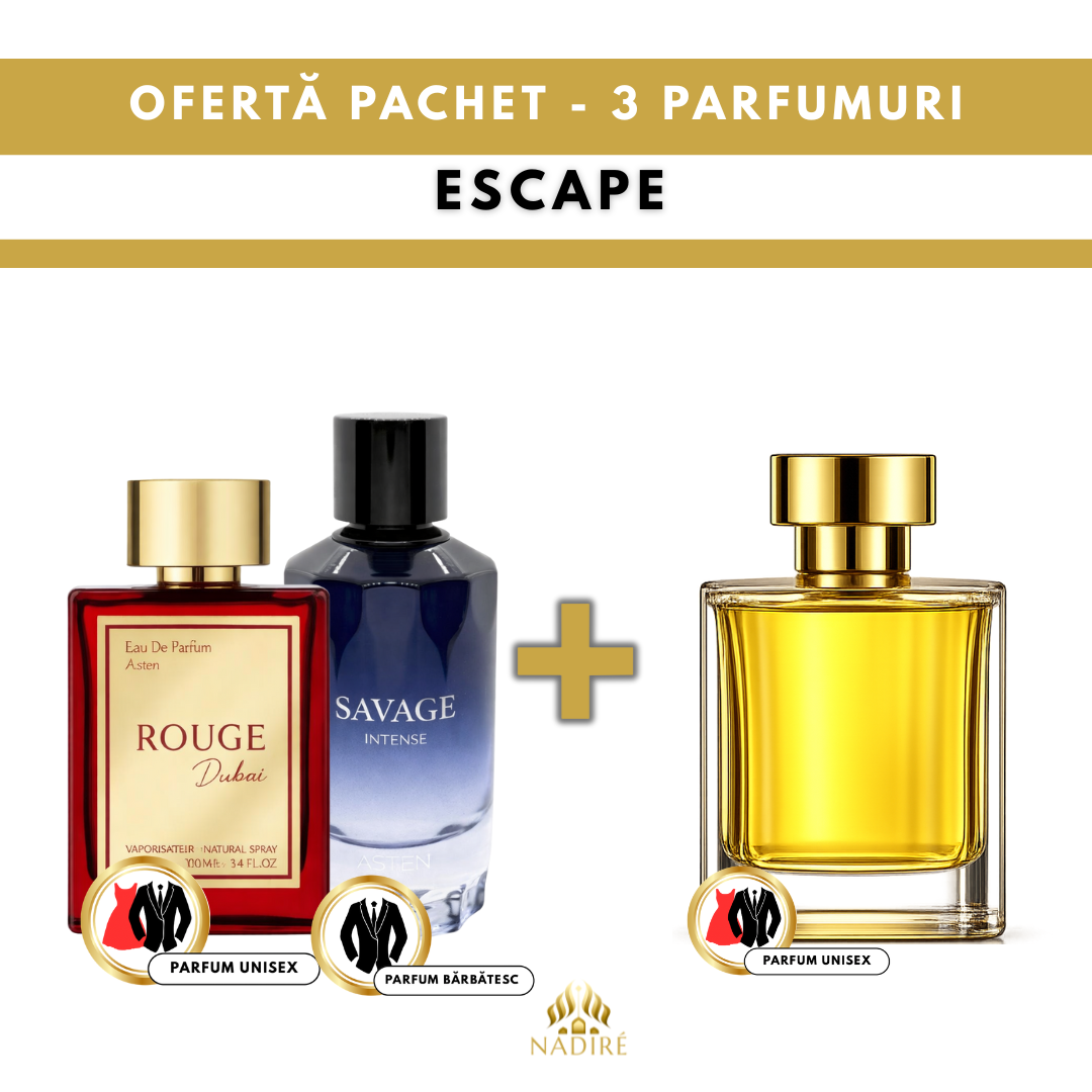 2 + 1 GRATIS – Rouge Dubai & Savage Intense Asten + Parfum Cadou 100 ml